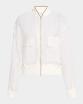 Brunello Cucinelli | Pinstriped Cotton Gauze Bomber Jacket