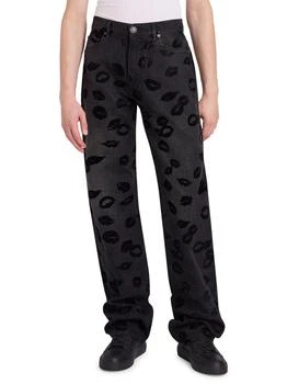 Balmain | Monogram 
Flock Kiss Relaxed-Fit Jeans
