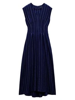 Ines Pinstripe A-Line Maxi-Dress