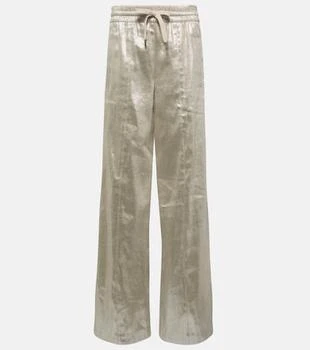 Brunello Cucinelli | Linen-blend lamé wide-leg pants