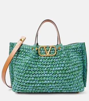 Valentino | VLogo Medium raffia-effect tote bag