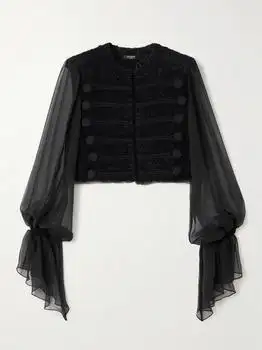 Balmain | Tweed And Silk-chiffon Jacket