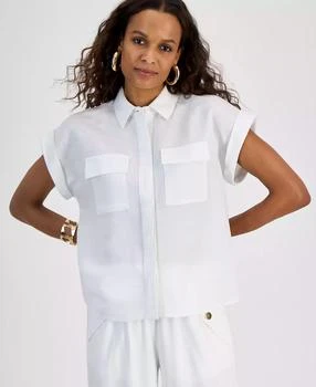 Women
s Linen-Blend Short-Sleeve Blouse, P/XS-2XL, Exclusively at Macy
s