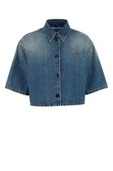 Prada | Prada Short-Sleeved Button-Up Denim Shirt