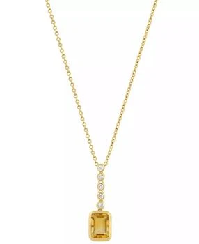 Effy | Diamond (1/10 ct. t.w.) & Madeira Citrine (7/8 ct. t.w.) Pendant Necklace in 14k Yellow Gold