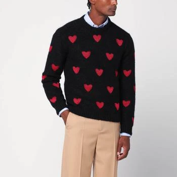 Valentino | Jacquard heart pattern sweater black/red