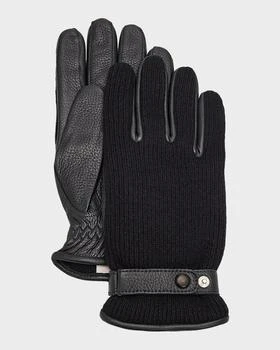 Hestra Gloves Men's Christopher Elk Leather and Cashmere Knit Gloves