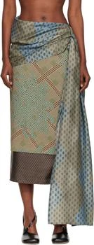 Dries Van Noten | Green Layered Tie Motif Midi Skirt
