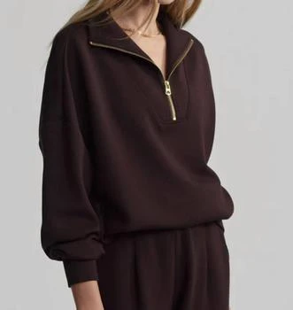 Hawley Half Zip Sweatshirt In Coffee Bean