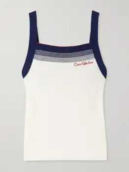 Valentino | Embroidered Striped Wool Tank Top