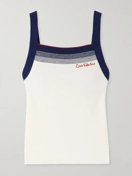 Valentino | Embroidered Striped Wool Tank Top