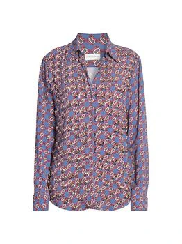 Dries Van Noten | Printed Embellished-Trim Crepe Shirt