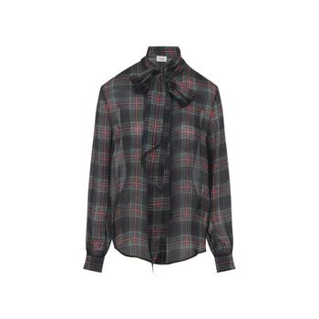 Yves Saint Laurent | Saint Laurent Lavallière Tartan Blouse