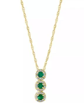 Macy
s | Emerald (1/6 ct. t.w.)
Diamond (1/10 ct. t.w.) Triple Halo 18" Pendant Necklace in 14k Gold