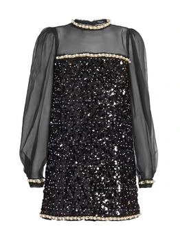 Balmain | Imitation Pearl-Trimmed Sequined Shift Minidress