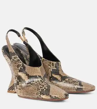 Dries Van Noten | Snake-effect leather wedges