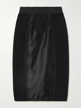 Dolce & Gabbana | Paneled Satin And Lace Midi Skirt  - IT46