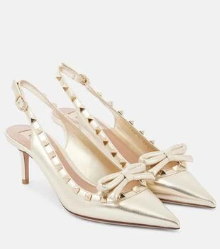 Valentino | Rockstud Bow leather slingback pumps