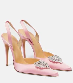 Magda Butrym | Crystal-embellished satin slingback pumps