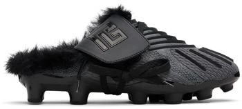 Balmain | Black Half Time Faux Fur-Lined Mule Slip-on Loafers