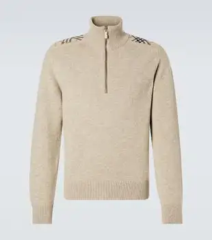 Burberry | Burberry Check wool and cashmere half-zip sweater
