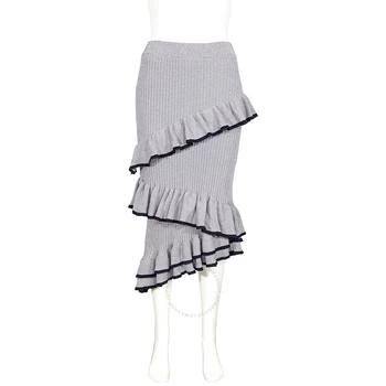 Jwon J-WON  Grey Ruffle Skirt, Size Small