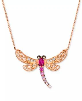 Le Vian | Multi-Gemstone (3/8 ct. t.w.) & Diamond (1/6 ct. t.w.) Dragonfly Pendant Necklace in 14k Rose Gold, 18" + 2" extender