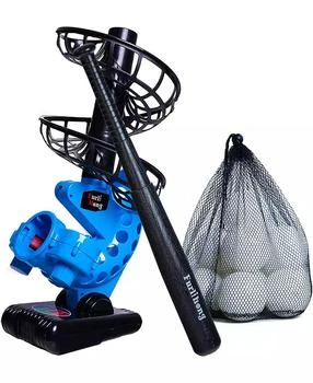 Furlihong Portable Baseball Pitching Machine with Bat and 12 Training Balls Battery Powered with 3 Adjustable Launch Angles for Kids and Beginners