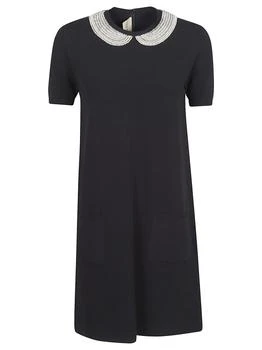 Valentino | Valentino Embellished Collar Short Sleeve Dress