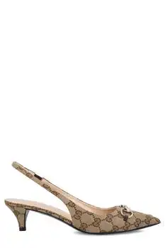 Gucci | Gucci GG Monogrammed Slingback Pumps