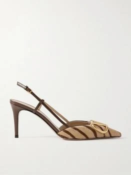 Valentino | Vlogo 80 Embellished Leather-trimmed Printed Calf Hair Slingback Pumps  - IT35