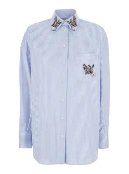 Dolce & Gabbana | Dolce & Gabbana Striped Embellished Button-Up Shirt