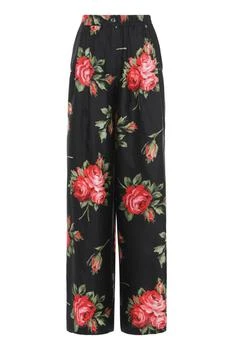 Dolce & Gabbana | Dolce & Gabbana Rose Bouquet-Printed Wide Leg Twill Trousers
