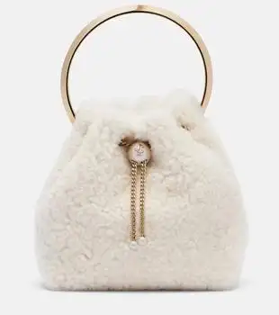 Jimmy Choo | Bon Bon Small shearling bucket bag