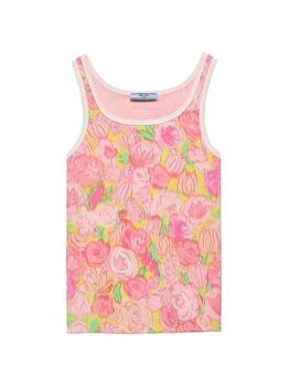 Printed Ribbed Knit Cotton Tank Top