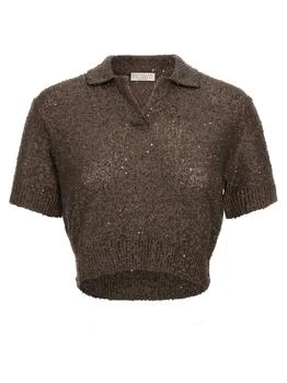 Brunello Cucinelli | Brunello Cucinelli Sequin Embellished Polo Top