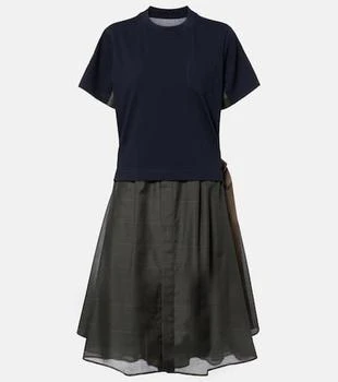 Sacai | Jersey-paneled midi dress