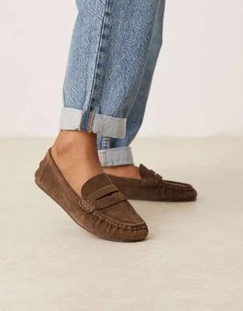 Mango suede soft loafer in chestnut