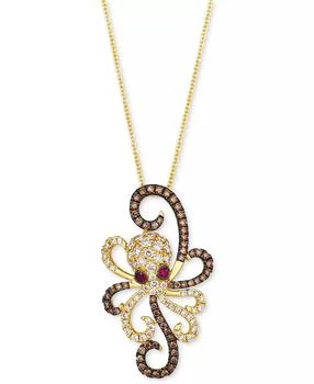Le Vian | Chocolate Diamond 
Nude Diamond (7/8 ct. t.w.) 
Passion Ruby (1/20 ct .t.w.) Octopus 20" Adjustable Pendant Necklace in 14k Gold