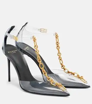 Balmain | Chain-detail PVC slingback pumps