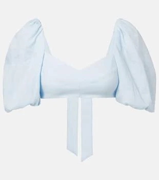 Zimmermann | Rhiannon puff-sleeve linen crop top
