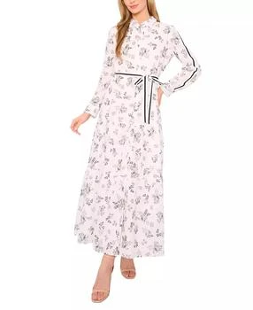 Women's Floral Long Sleeve Tie-Waist Shirtdress