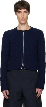 Dries Van Noten | Navy Cable-Knit Cardigan