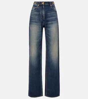 Versace | Distressed high-rise wide-leg jeans