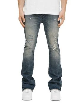 Distressed Flare Jeans in Mid Indigo