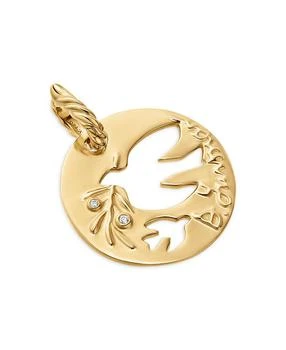 18K Yellow DY Elements® Diamond Accent Dove Cut Out Pendant