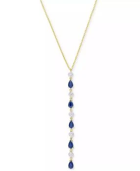 Macy's | Sapphire (1-1/4 ct. t.w.) & Diamond (1/4 ct. t.w.) Lariat Necklace in 14k Gold, 16-1/2" + 1" extender