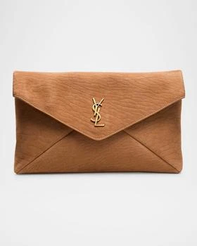 Yves Saint Laurent | Large YSL Envelope Pouch Clutch Bag in Pebbled Leather