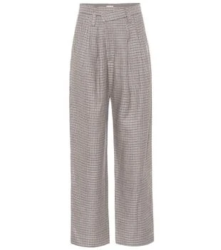 Brunello Cucinelli | Checked linen, wool and silk wide-leg pants