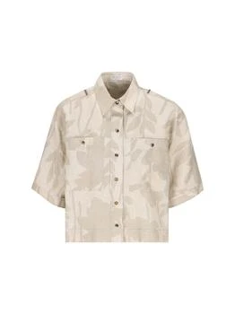 Brunello Cucinelli | Brunello Cucinelli Leaf Printed Short-Sleeved Shirt